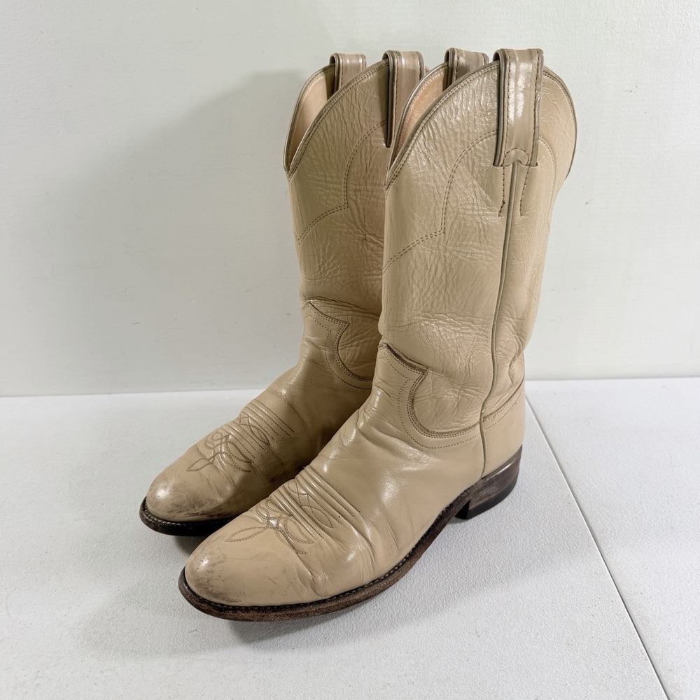Justin Ivory Beige Roper L3054 Leather Western Cowboy Cowgirl‎ Boots Women's 7 C